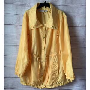 Sag Harbor Yellow Windbreaker Jacket Snap Button Front Tie Waist Size Pockets 2X